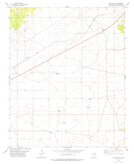 Classic USGS Pastura SE New Mexico 7.5'x7.5' Topo Map Image