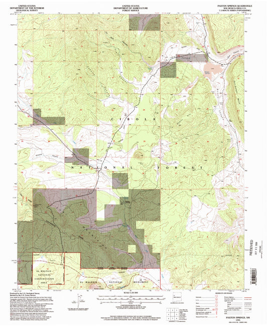Classic USGS Paxton Springs New Mexico 7.5'x7.5' Topo Map Image