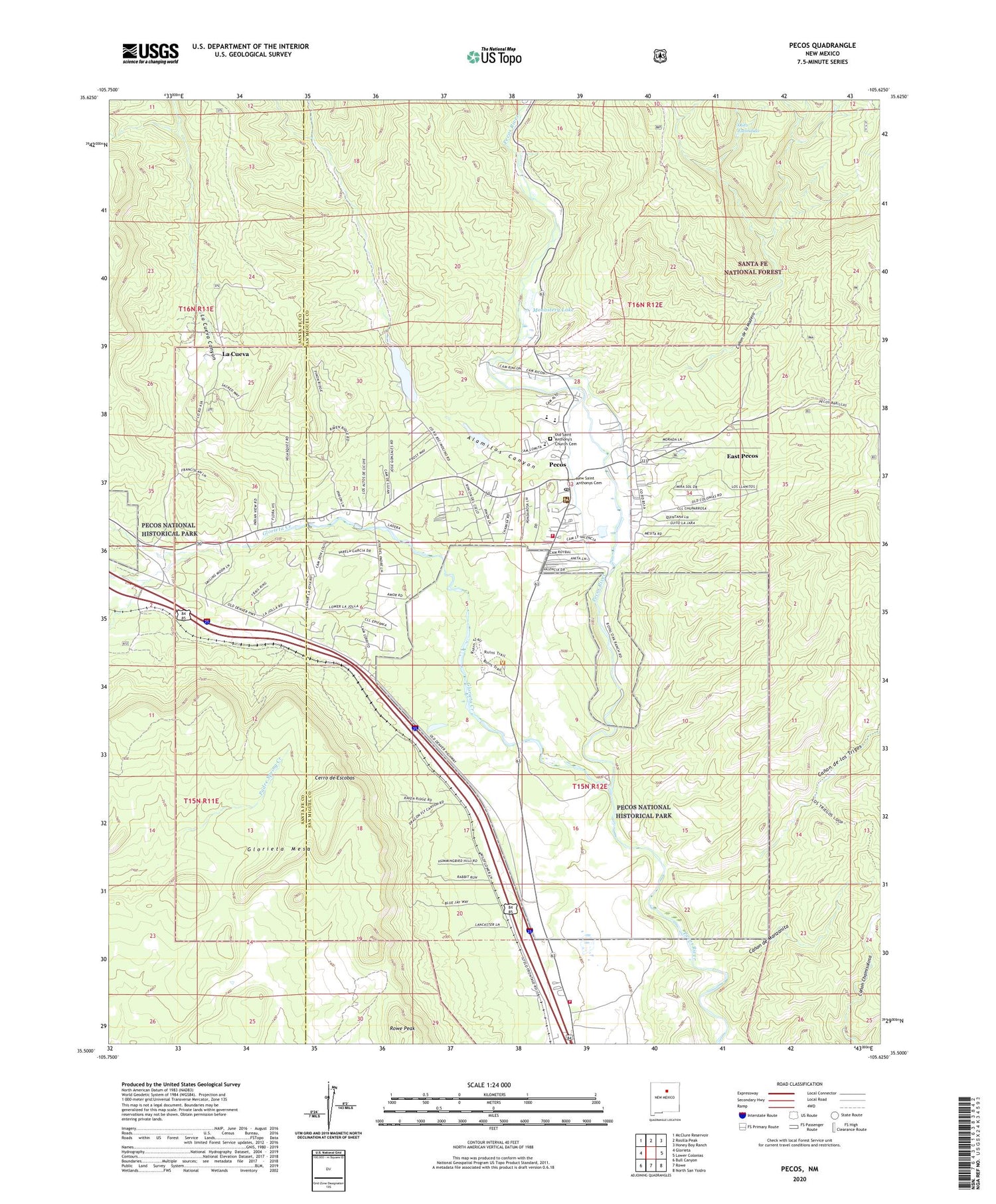 Pecos New Mexico US Topo Map Image