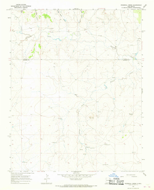 Classic USGS Pedernal Creek New Mexico 7.5'x7.5' Topo Map Image