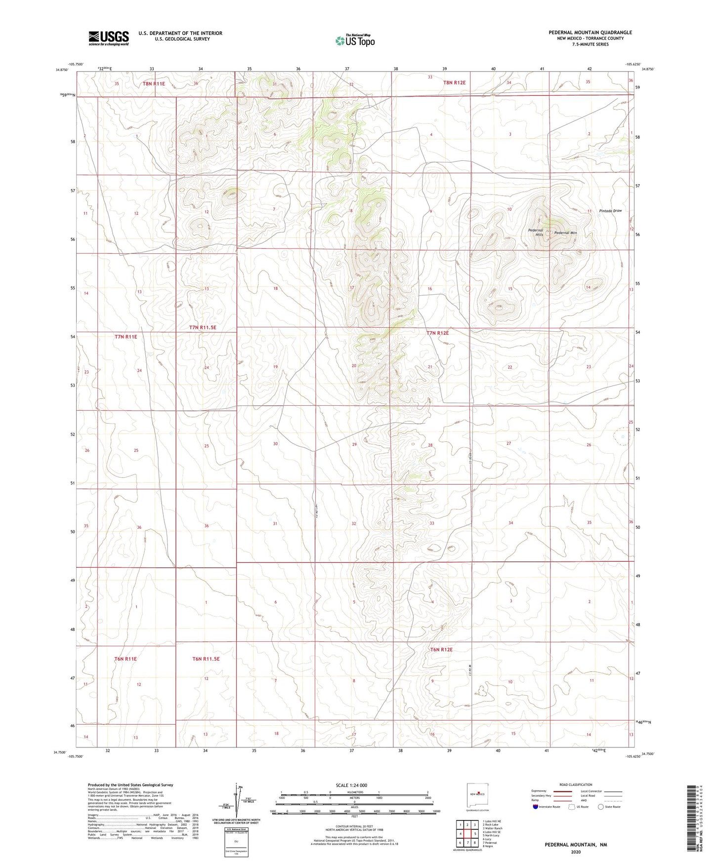 Pedernal Mountain New Mexico US Topo Map Image