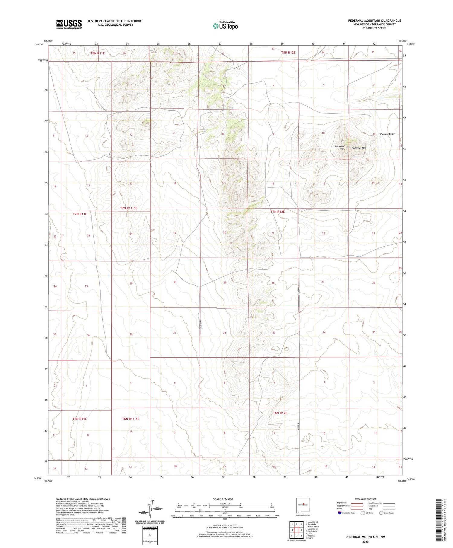 Pedernal Mountain New Mexico US Topo Map Image