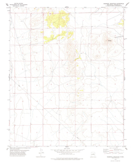 Classic USGS Pedernal Mountain New Mexico 7.5'x7.5' Topo Map Image