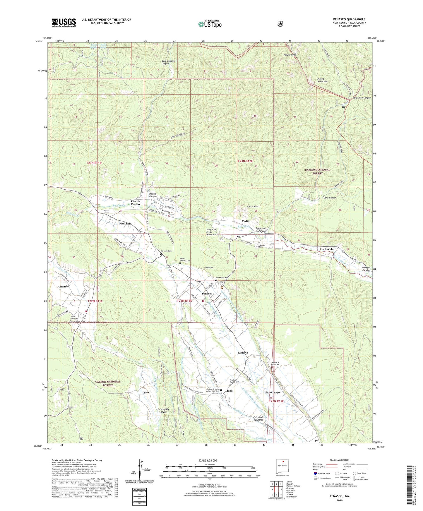 Penasco New Mexico US Topo Map Image