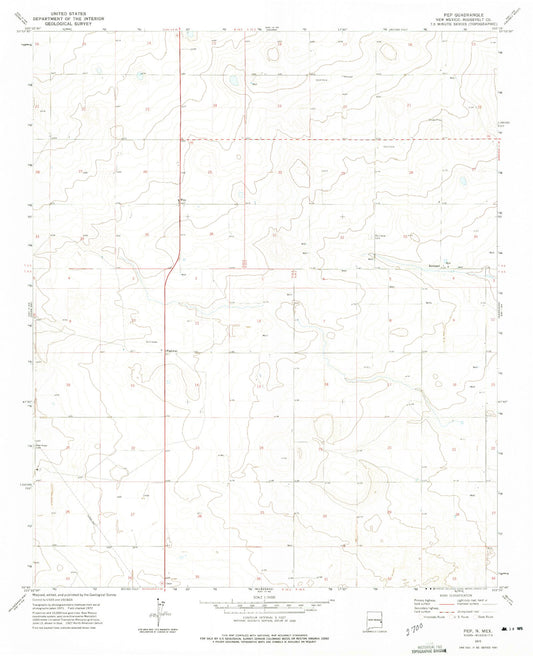 Classic USGS Pep New Mexico 7.5'x7.5' Topo Map Image