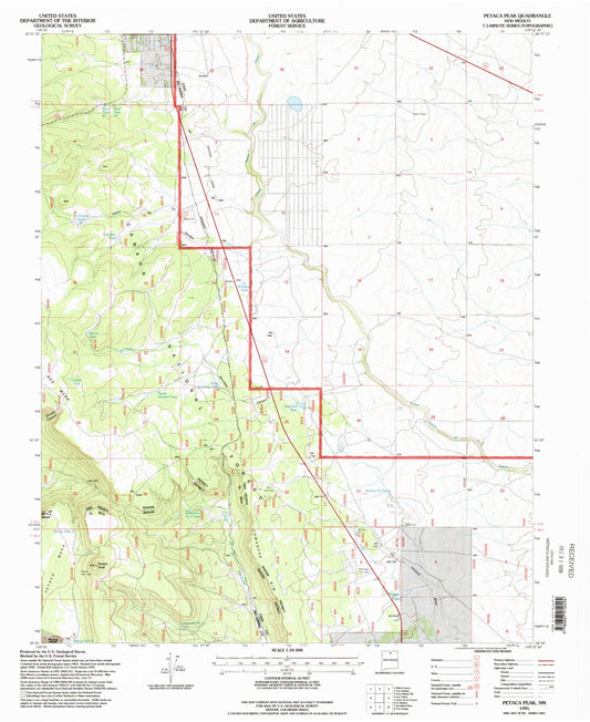 Classic USGS Petaca Peak New Mexico 7.5'x7.5' Topo Map Image