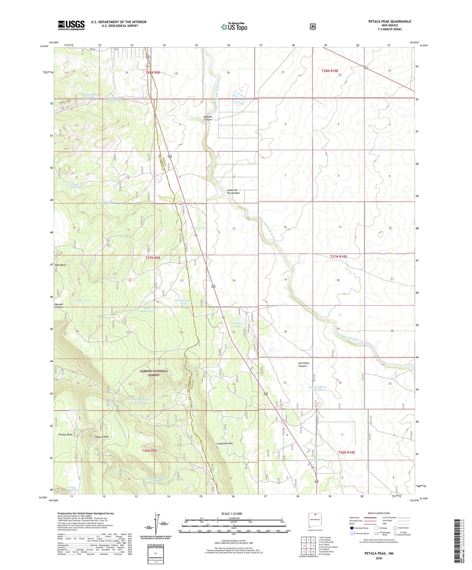 Petaca Peak New Mexico US Topo Map Image