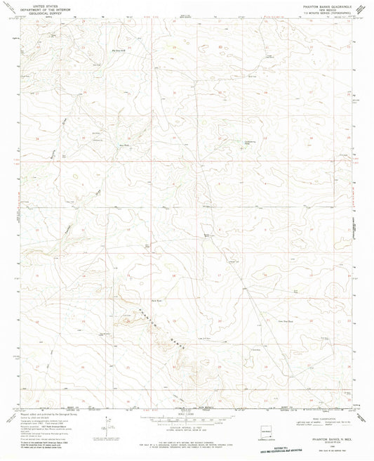 Classic USGS Phantom Banks New Mexico 7.5'x7.5' Topo Map Image