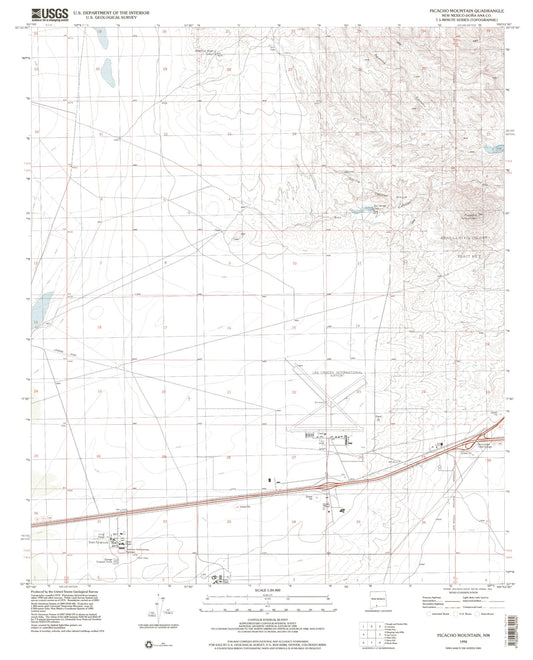 Classic USGS Picacho Mountain New Mexico 7.5'x7.5' Topo Map Image