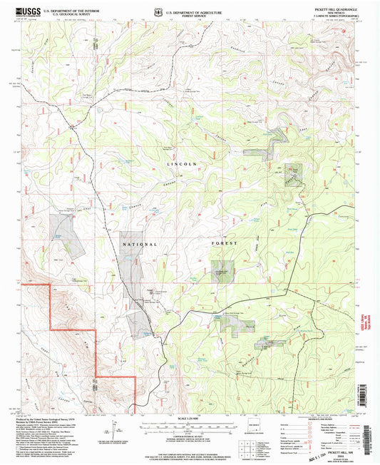 Classic USGS Pickett Hill New Mexico 7.5'x7.5' Topo Map Image