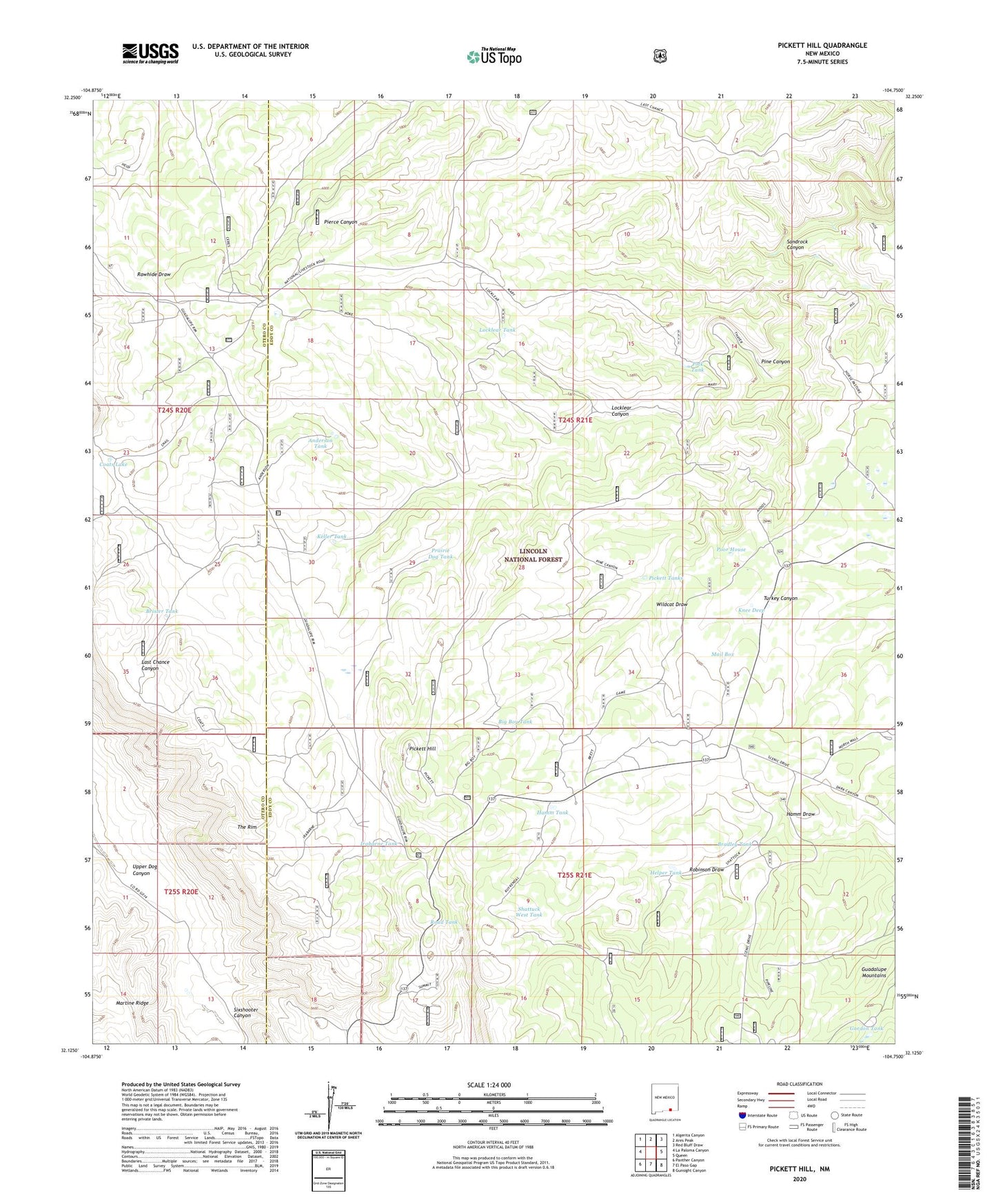 Pickett Hill New Mexico US Topo Map Image