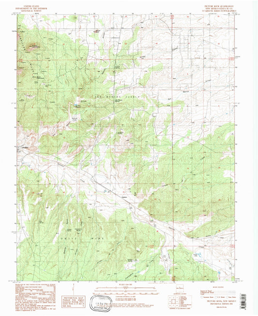 Classic USGS Picture Rock New Mexico 7.5'x7.5' Topo Map Image