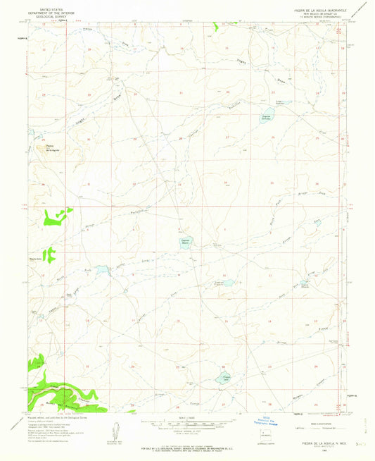 Classic USGS Piedra De La Aguila New Mexico 7.5'x7.5' Topo Map Image