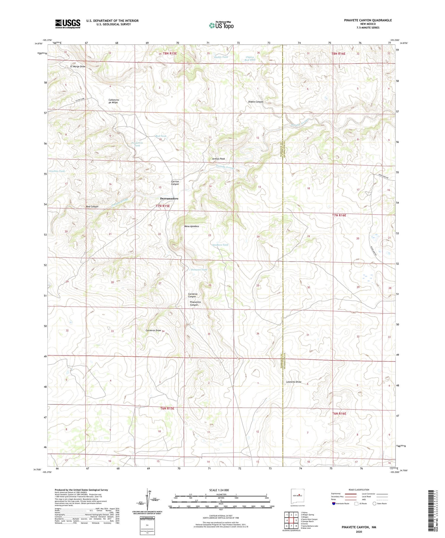 Pinavete Canyon New Mexico US Topo Map Image