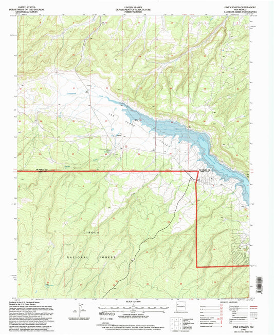Classic USGS Pine Canyon New Mexico 7.5'x7.5' Topo Map Image