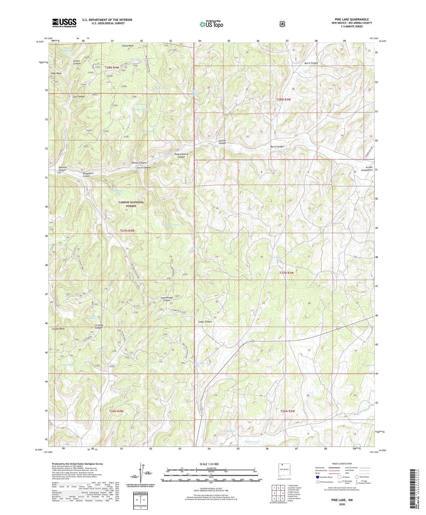 Pine Lake New Mexico US Topo Map Image