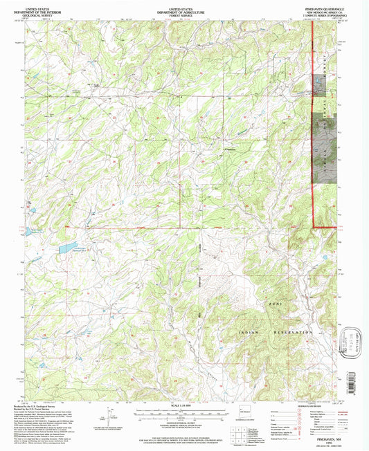 Classic USGS Pinehaven New Mexico 7.5'x7.5' Topo Map Image