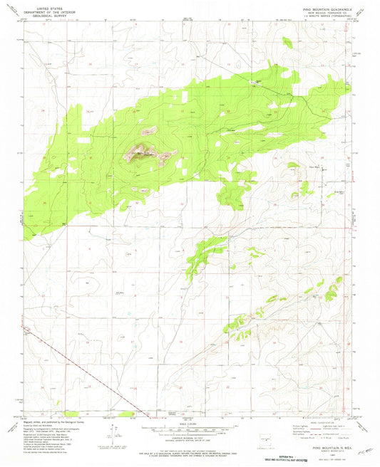 Classic USGS Pino Mountain New Mexico 7.5'x7.5' Topo Map Image