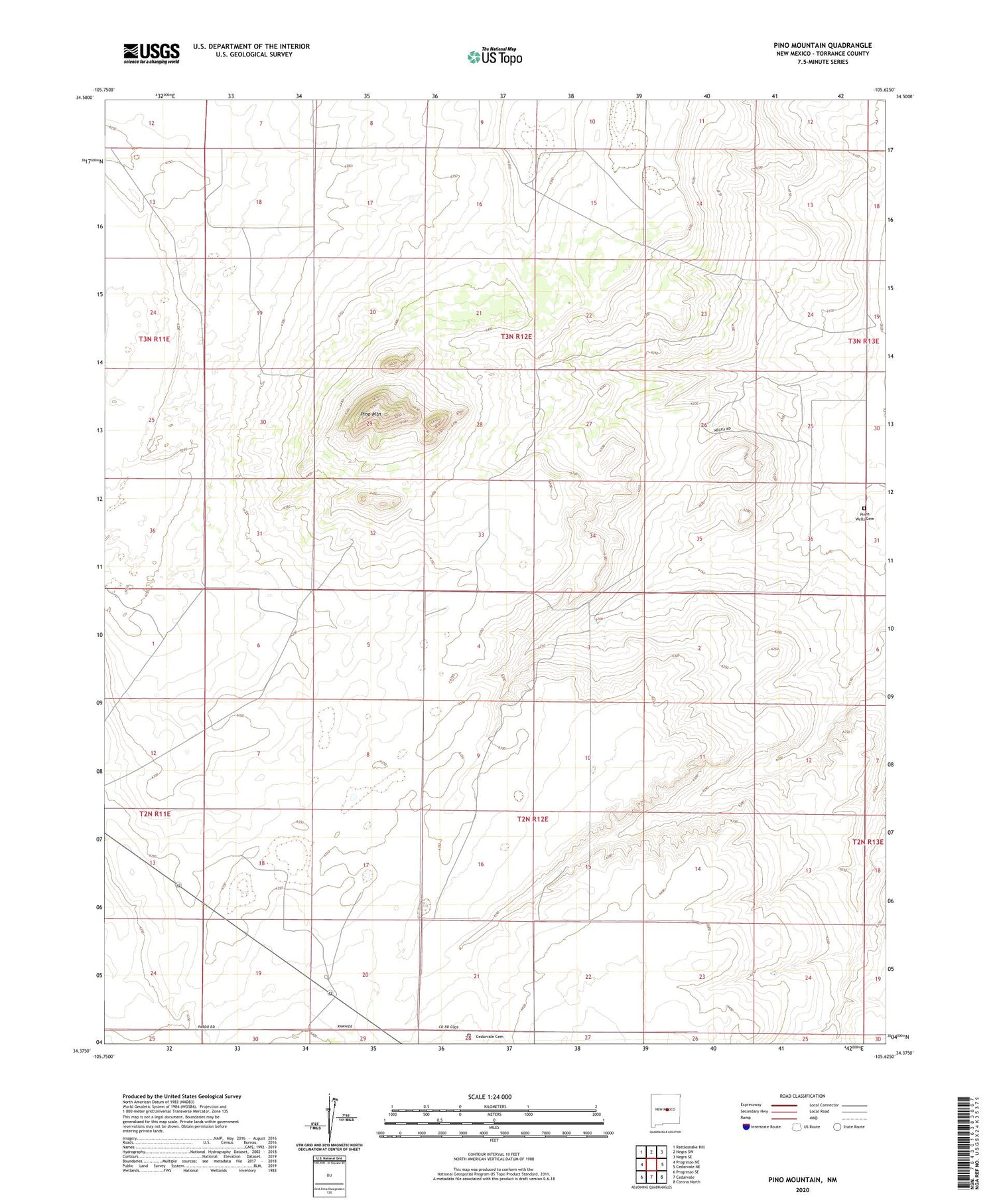 Pino Mountain New Mexico US Topo Map Image