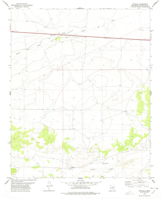 Classic USGS Pintada New Mexico 7.5'x7.5' Topo Map Image