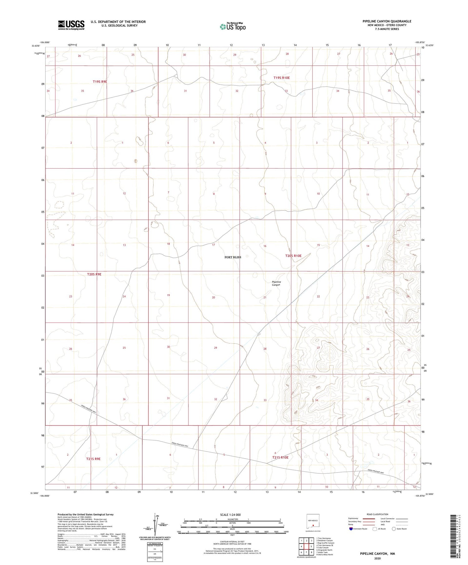 Pipeline Canyon New Mexico US Topo Map Image