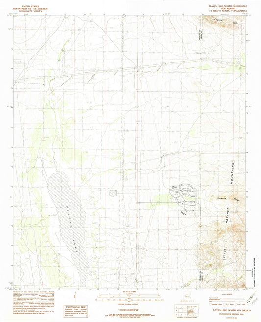 Classic USGS Playas Lake North New Mexico 7.5'x7.5' Topo Map Image