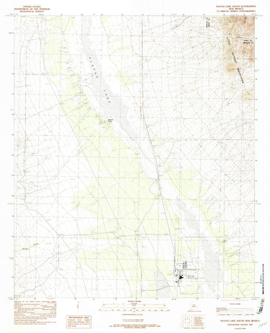 Classic USGS Playas Lake South New Mexico 7.5'x7.5' Topo Map Image