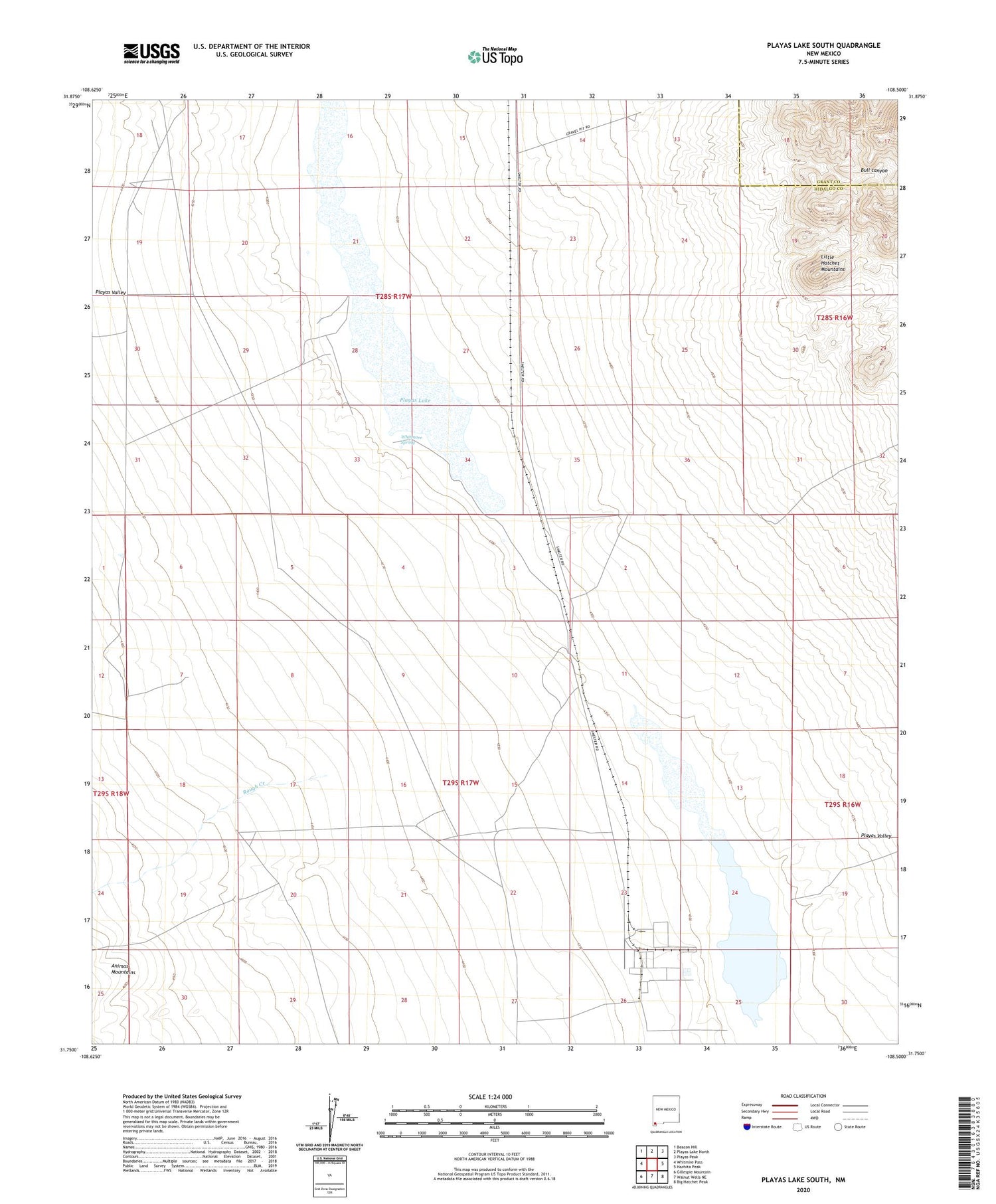Playas Lake South New Mexico US Topo Map Image