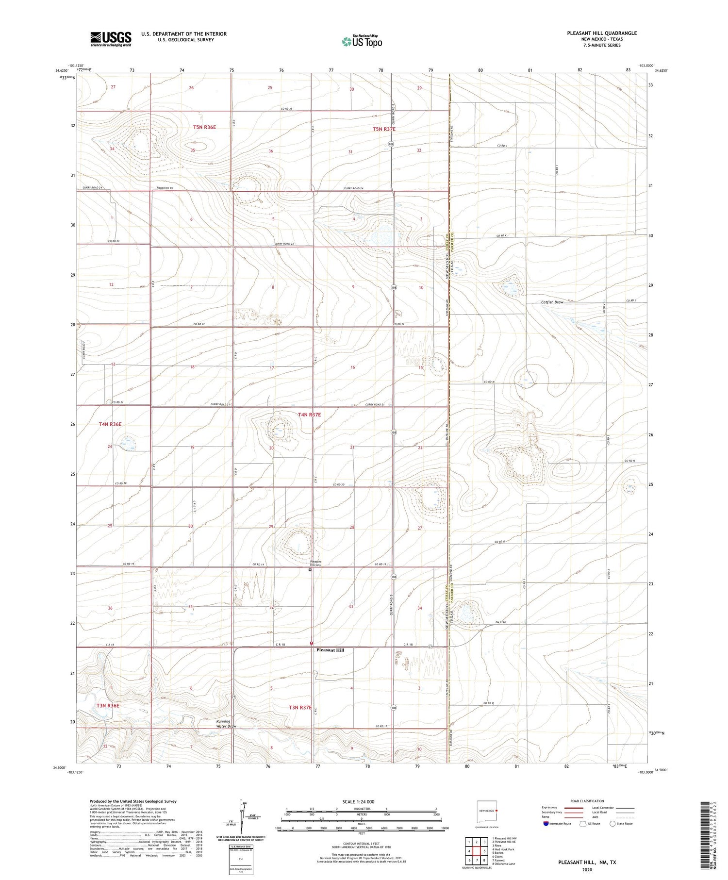 Pleasant Hill New Mexico US Topo Map Image