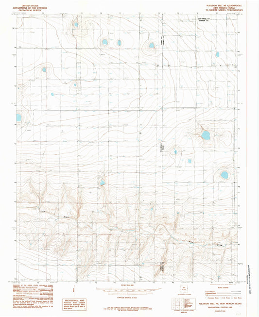 Classic USGS Pleasant Hill NE New Mexico 7.5'x7.5' Topo Map Image
