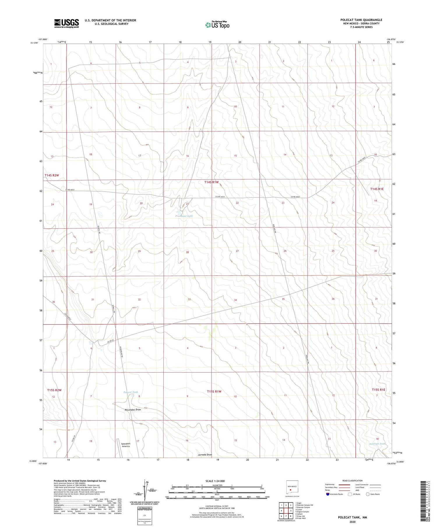 Polecat Tank New Mexico US Topo Map Image