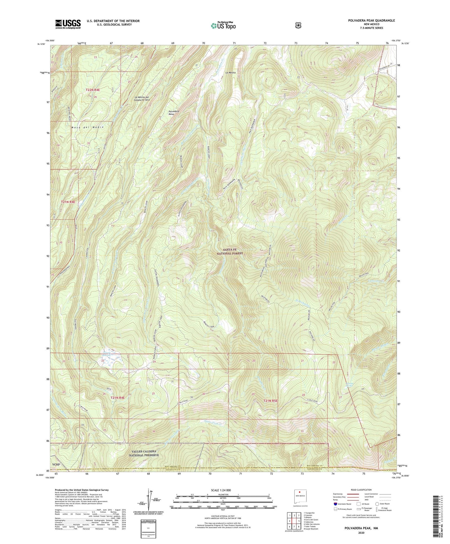 Polvadera Peak New Mexico US Topo Map Image