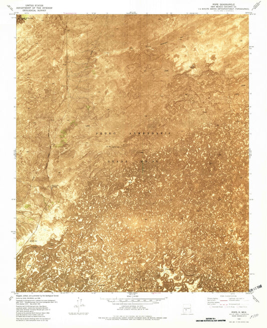 Classic USGS Pope New Mexico 7.5'x7.5' Topo Map Image