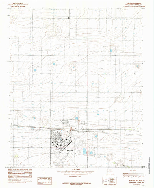 Classic USGS Portair New Mexico 7.5'x7.5' Topo Map Image
