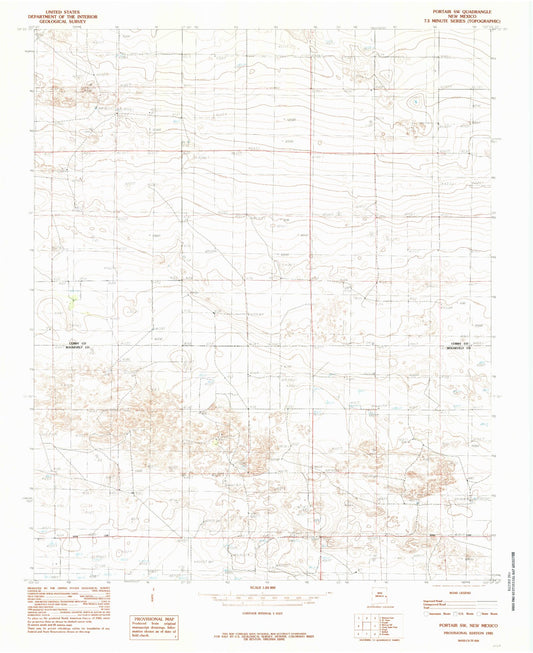 Classic USGS Portair SW New Mexico 7.5'x7.5' Topo Map Image