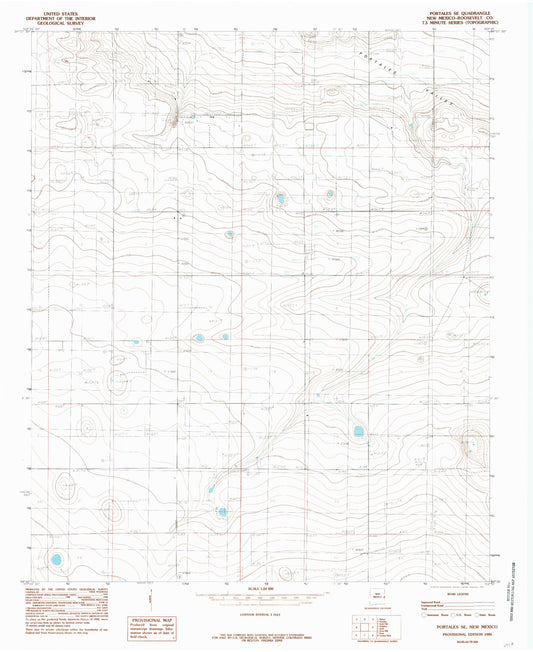 Classic USGS Portales SE New Mexico 7.5'x7.5' Topo Map Image