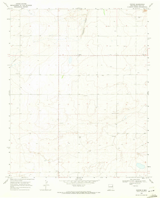 Classic USGS Porter New Mexico 7.5'x7.5' Topo Map Image
