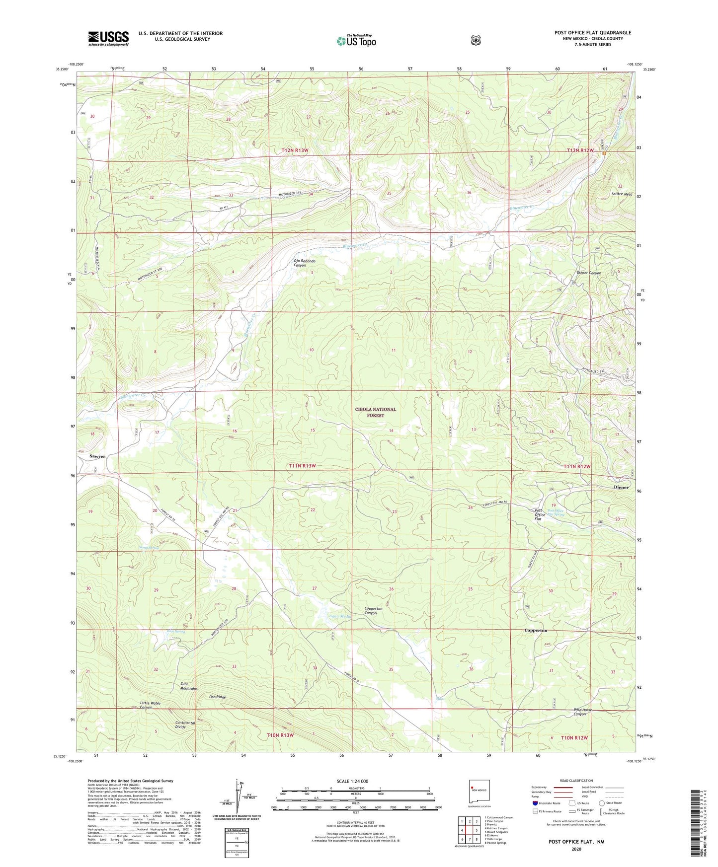 Post Office Flat New Mexico US Topo Map Image