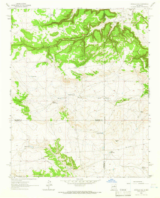 Classic USGS Potrillo Hill New Mexico 7.5'x7.5' Topo Map Image