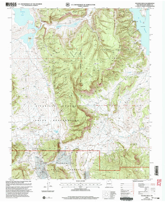 Classic USGS Pounds Mesa New Mexico 7.5'x7.5' Topo Map Image