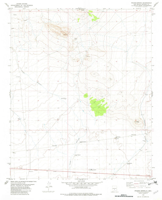 Classic USGS Prairie Spring New Mexico 7.5'x7.5' Topo Map Image