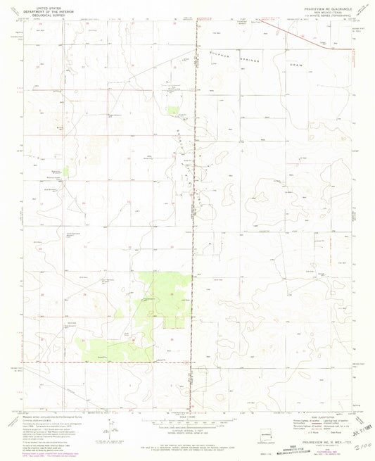 Classic USGS Prairieview NE New Mexico 7.5'x7.5' Topo Map Image