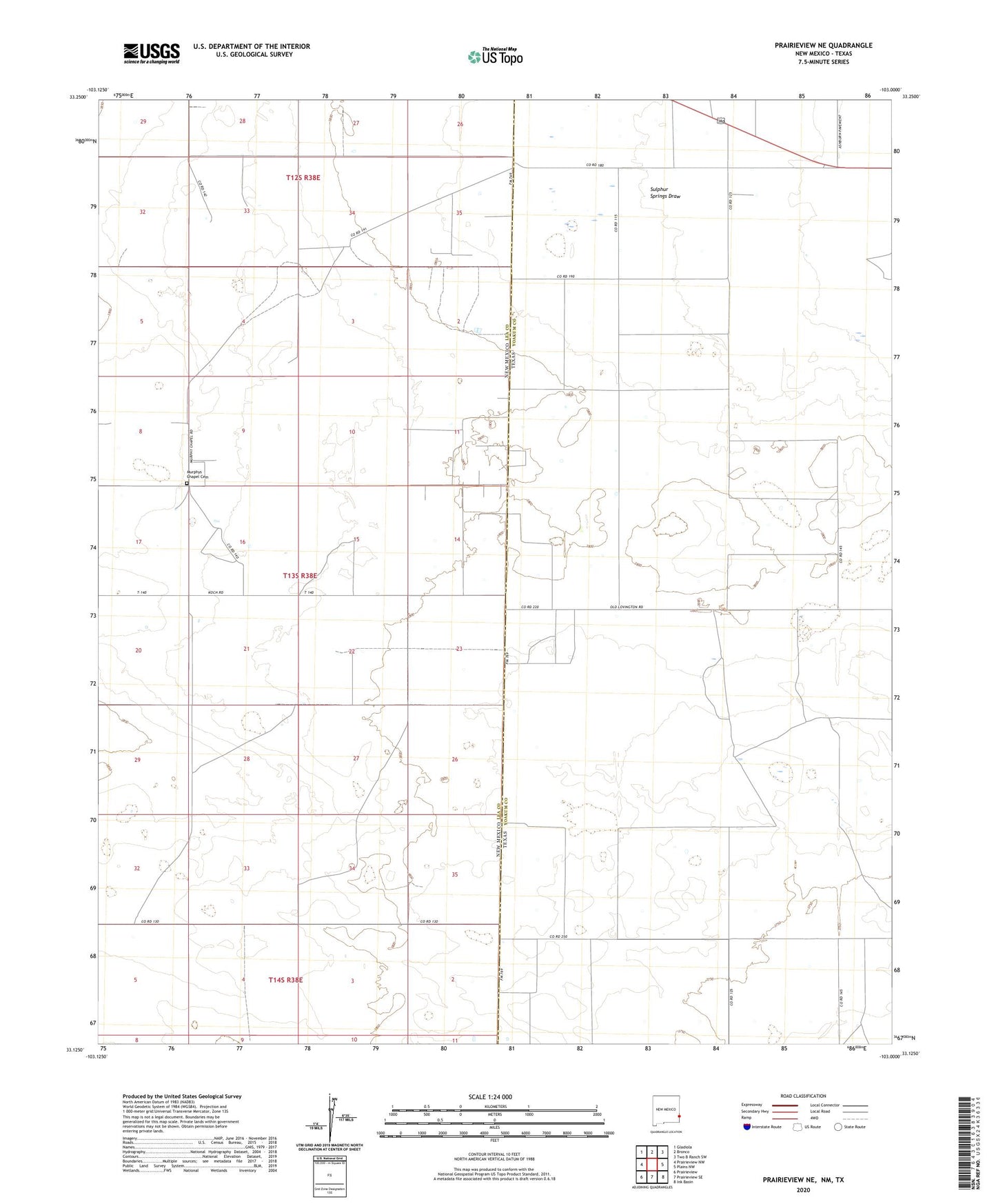 Prairieview NE New Mexico US Topo Map Image