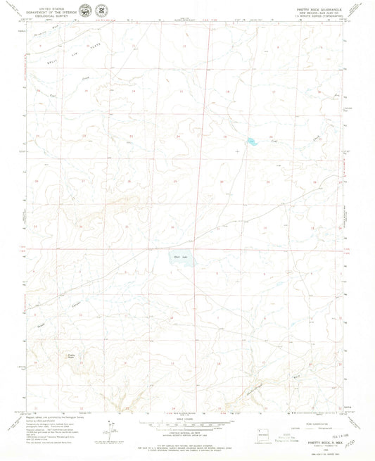 Classic USGS Pretty Rock New Mexico 7.5'x7.5' Topo Map Image