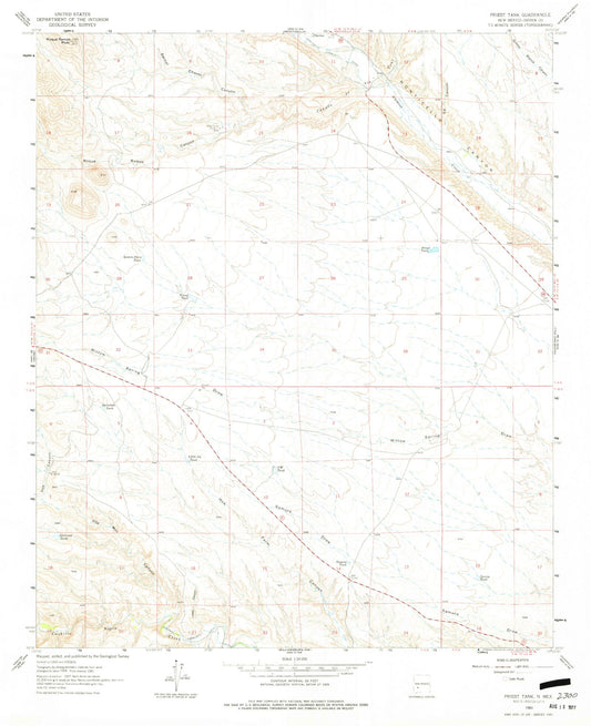 Classic USGS Priest Tank New Mexico 7.5'x7.5' Topo Map Image