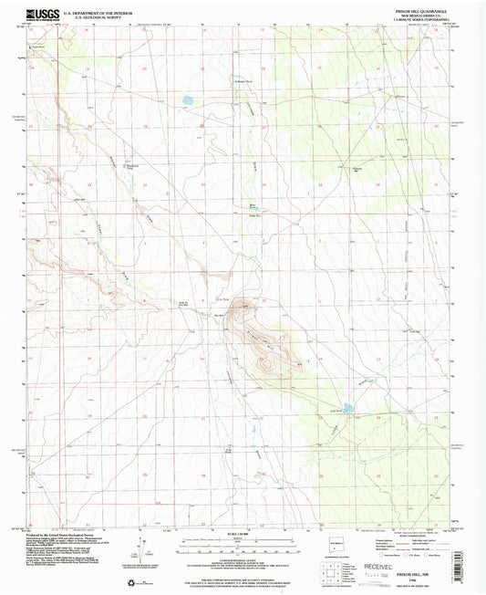 Classic USGS Prisor Hill New Mexico 7.5'x7.5' Topo Map Image
