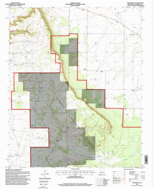 Classic USGS Progresso New Mexico 7.5'x7.5' Topo Map Image