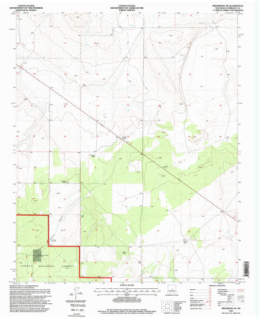 Classic USGS Progresso NE New Mexico 7.5'x7.5' Topo Map Image