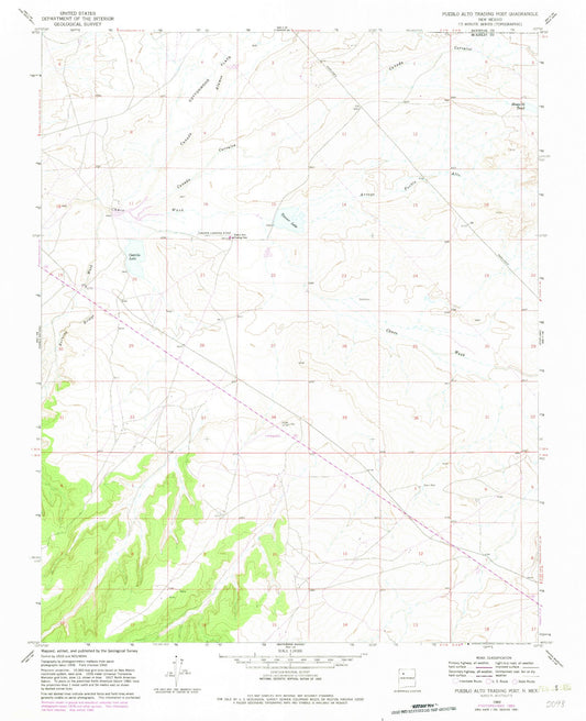 Classic USGS Pueblo Alto Trading Post New Mexico 7.5'x7.5' Topo Map Image