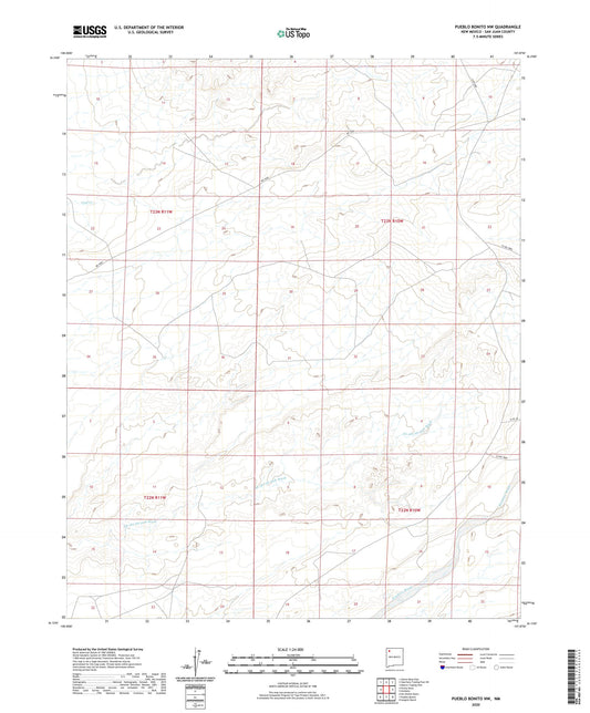 Pueblo Bonito NW New Mexico US Topo Map Image